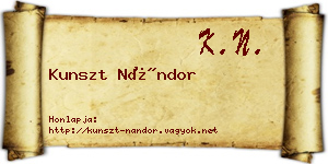 Kunszt Nándor névjegykártya